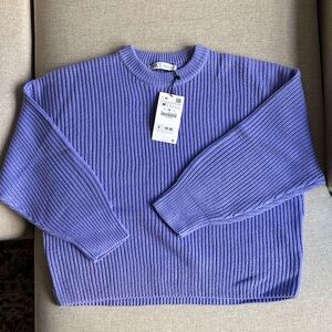 Zara Purple Ribbed Knit Sweater